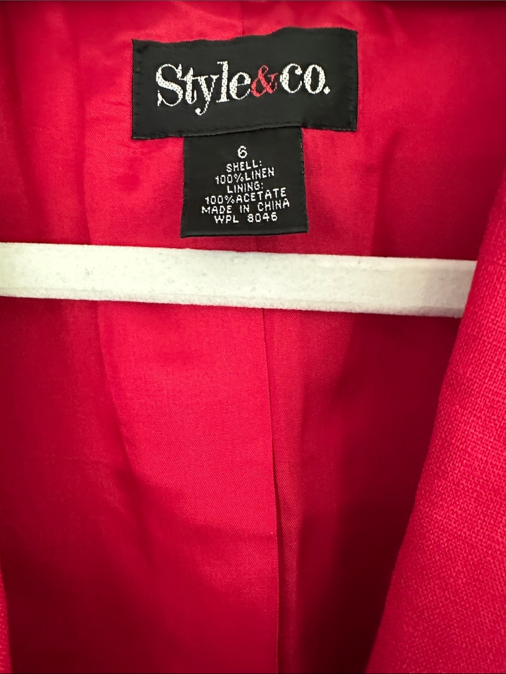Style & Co. Linen Red Lined Tailored Blazer with Pockets and Vent size 6 New - Picture 2 of 6